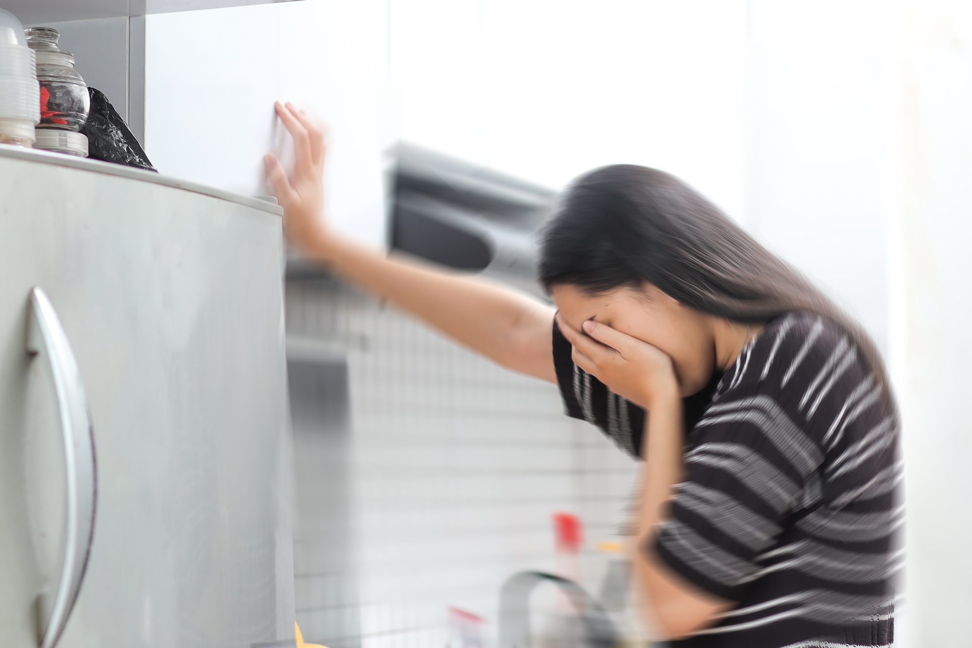 Sick Young Asian Woman Having Headache Suffering From Vertigo Or Dizziness Symptoms